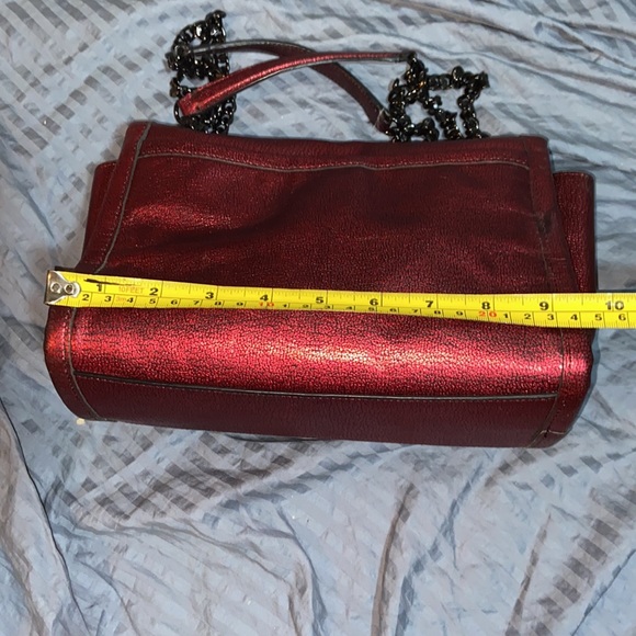 Coach Metallic Red Ranger Flap Crossbody Bag Metal Chain Convertible - Picture 8 of 16